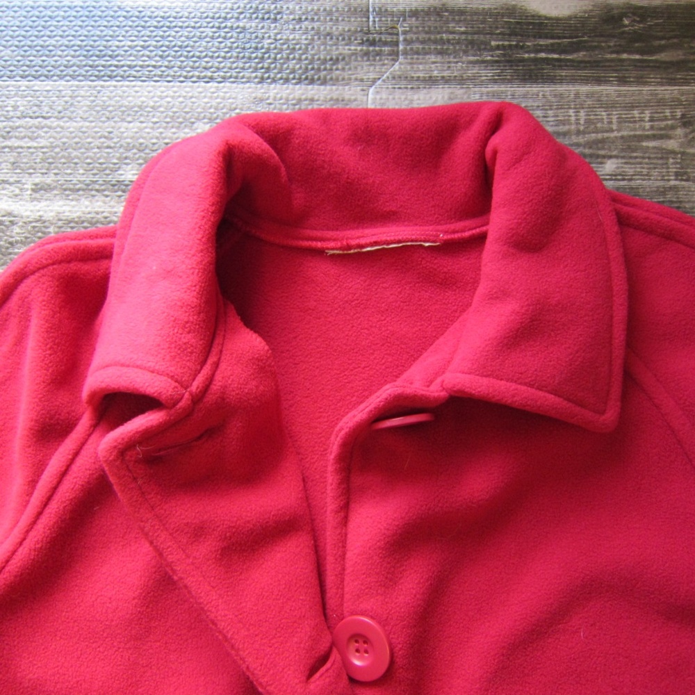 Stunning Red Fleece Button Front Long Jacket - image 6